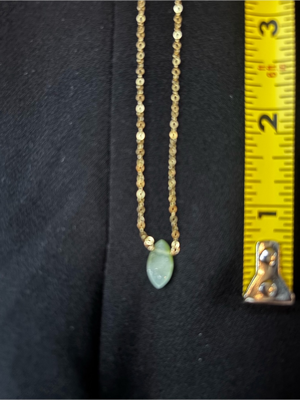 Delicate Gold Chain Necklace with Light Green Jade Pendant